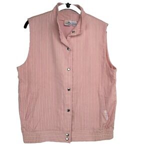 Vintage Women's Corduroy Vest Pink Size‎ Large Striped Snap Retro 70's 80's